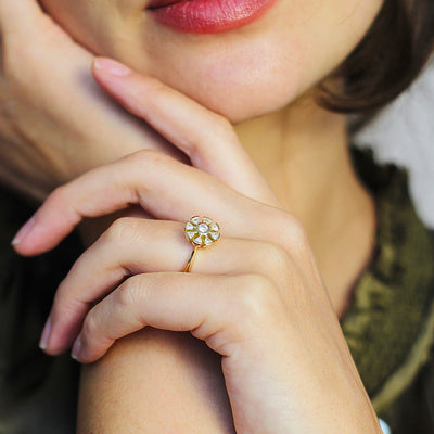 Diamond Floral Trillion Ring