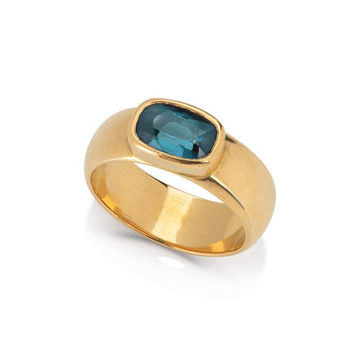 Cushion Indicolite Tourmaline Ring