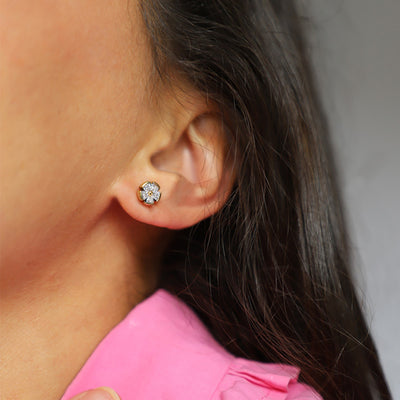 Diamond Stud Earrings on Model