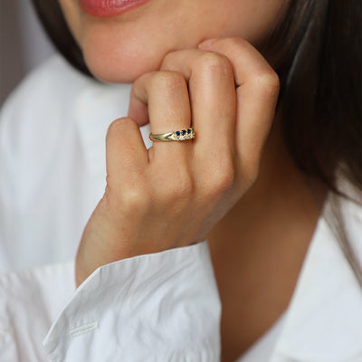 Diamond and Sapphire Trillion Ring