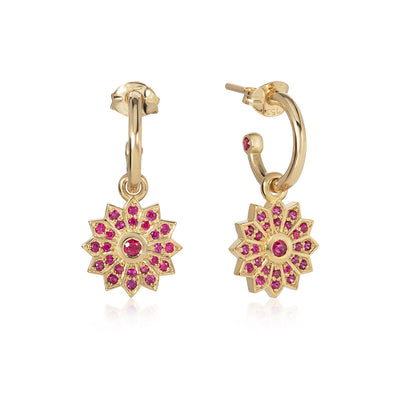 Ruby Star Hoop Earrings