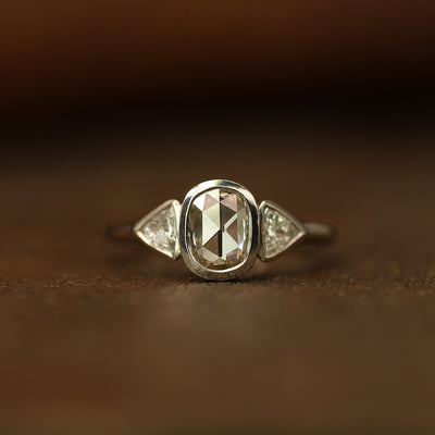 Rose Cut Diamond Platinum Ring