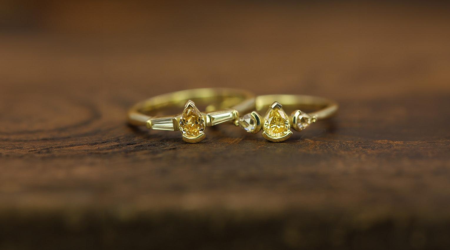 Yellow Diamond Pear Rings - Flora Bhattachary Fine Jewellery