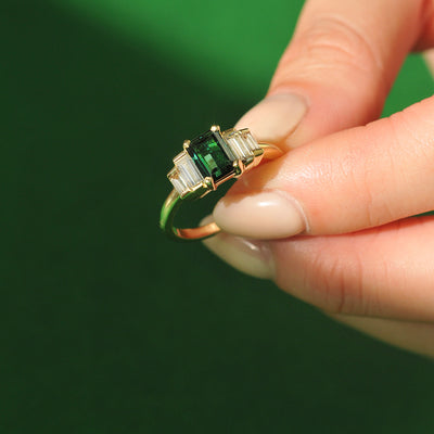 Green Tourmaline Engagement Ring