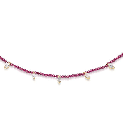 Garnet Diamond Gold Necklace - Flora Bhattachary Fine Jewellery