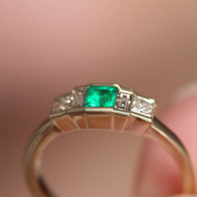 Panna Emerald and Champagne Diamond Ring - Flora Bhattachary Fine Jewellery