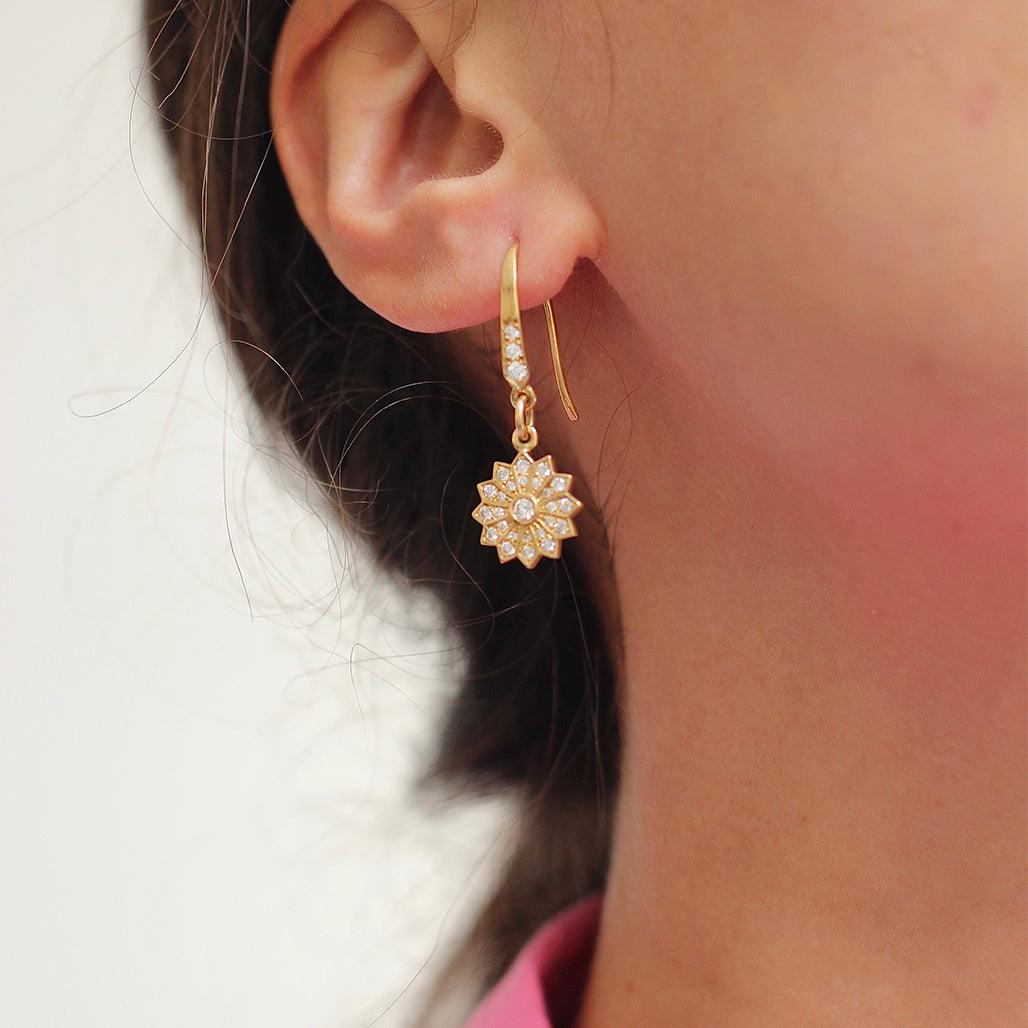 Pushpa Diamond Hanging Earrings - Flora Bhattachary Fine Jewellery