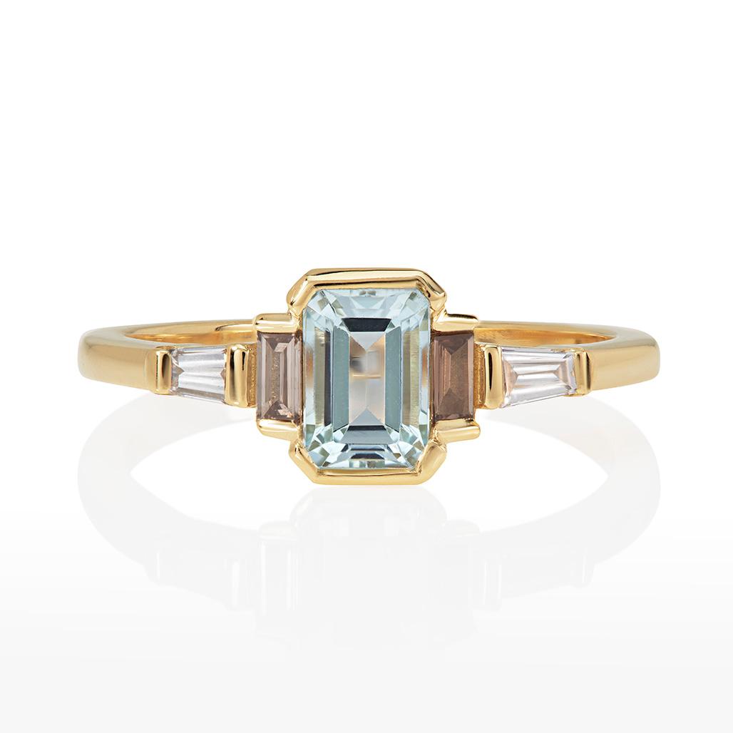 Salila Aquamarine and Diamond Ring - Flora Bhattachary Fine Jewellery