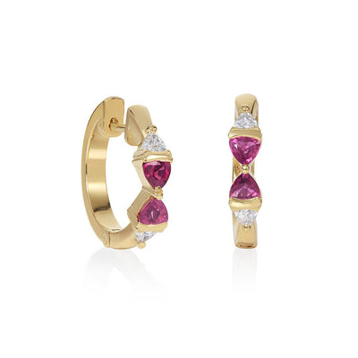 Trini Ruby and Diamond Hoops - Flora Bhattachary Fine Jewellery