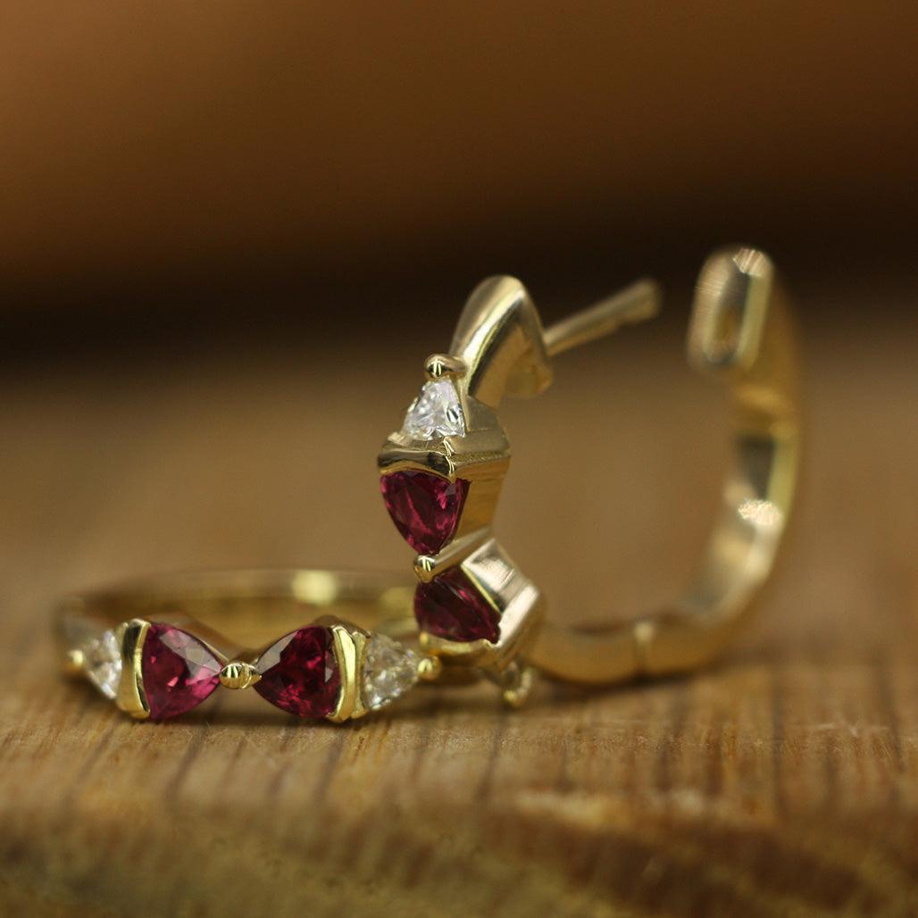 Trini Ruby and Diamond Hoops - Flora Bhattachary Fine Jewellery