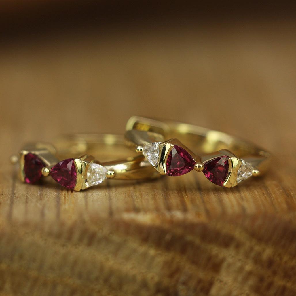 Trini Ruby and Diamond Hoops - Flora Bhattachary Fine Jewellery