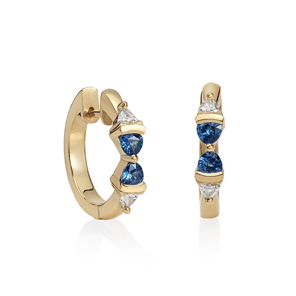 Trini Sapphire and Diamond Hoops - Flora Bhattachary Fine Jewellery